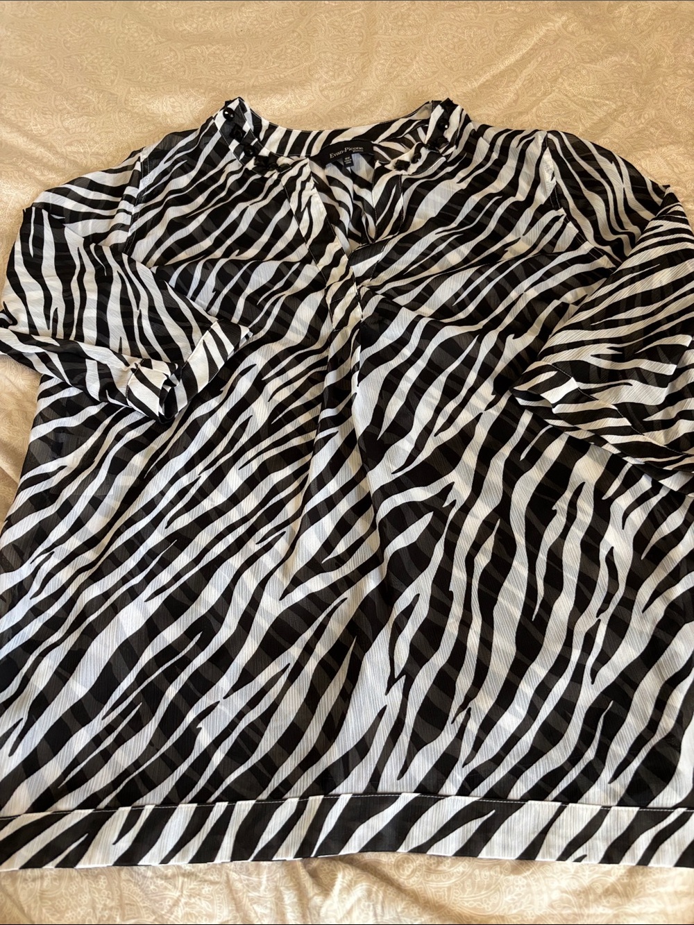 Evan-Picobe Black and White Zebra Print sheer Women's Top